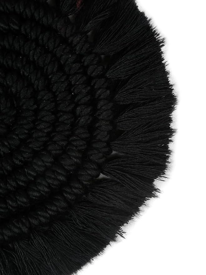 Macrame Coasters Set Of 4 Black - Leechoo